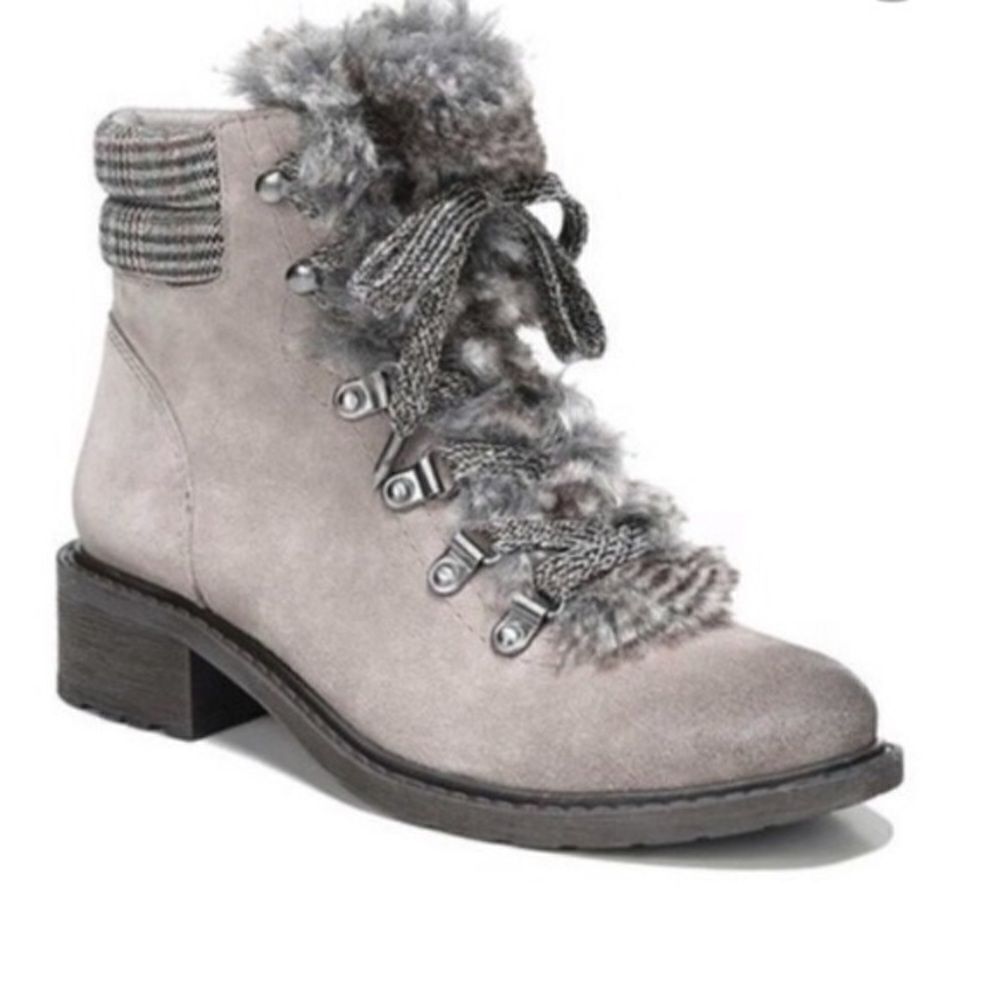 Sam Edelman Darrah putty suede boot faux trim Fisherman Core D23‎